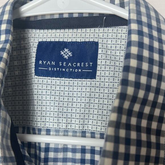 Ryan Seacrest Men's Short Sleeve Casual Button Up Shirt Size Large Blue Cotton - Picture 2 of 5